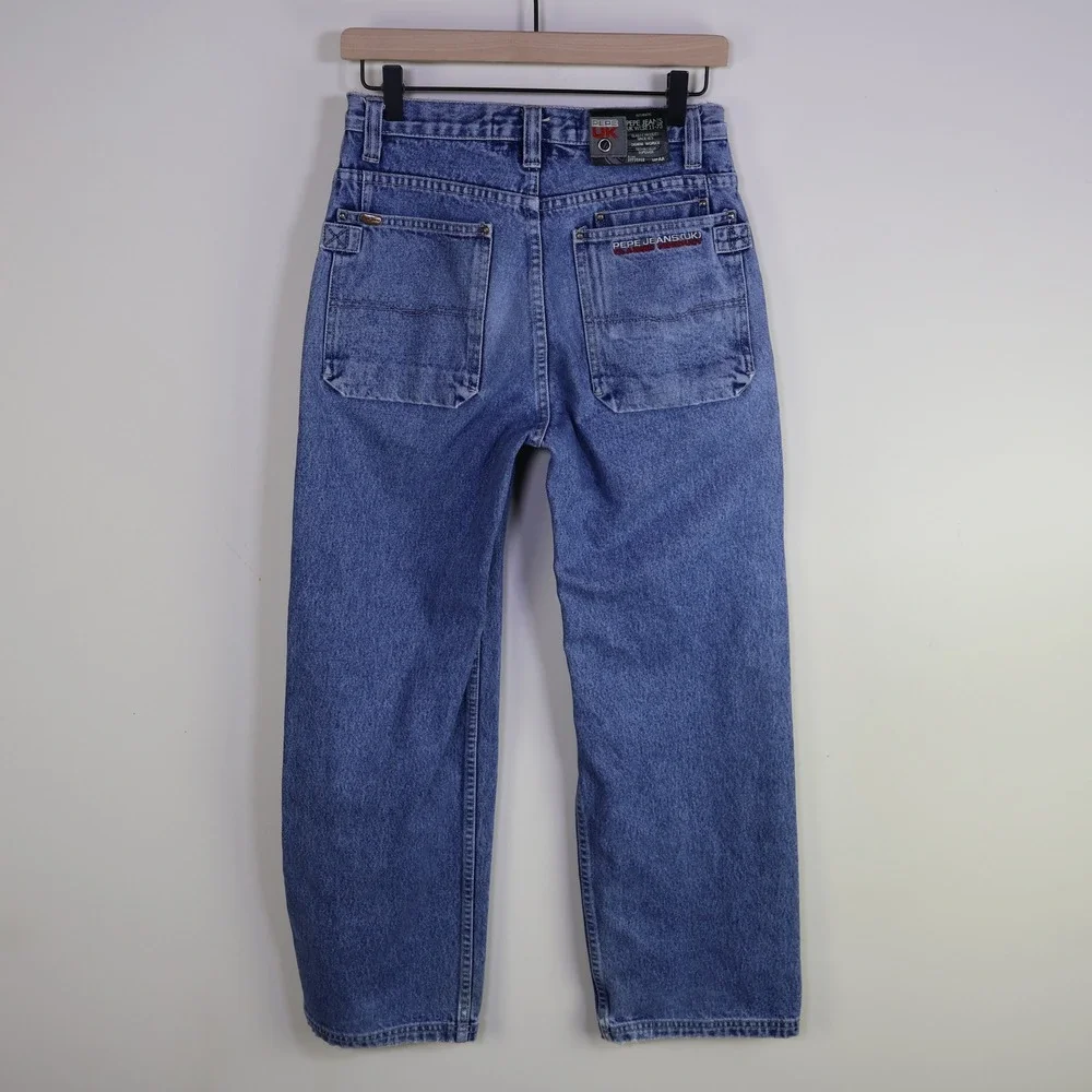 Vintage 90s Pepe Jeans Denim Worxx Straight‎ Leg Size 14 Kids Skate Blue Cotton